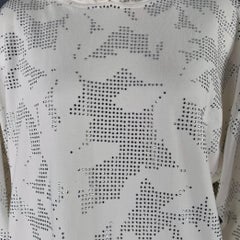 DAVID KOMA Größe S Weiß-Silber Baumwoll-Kapuzenpullover mit Blumenmuster und Strasssteinen