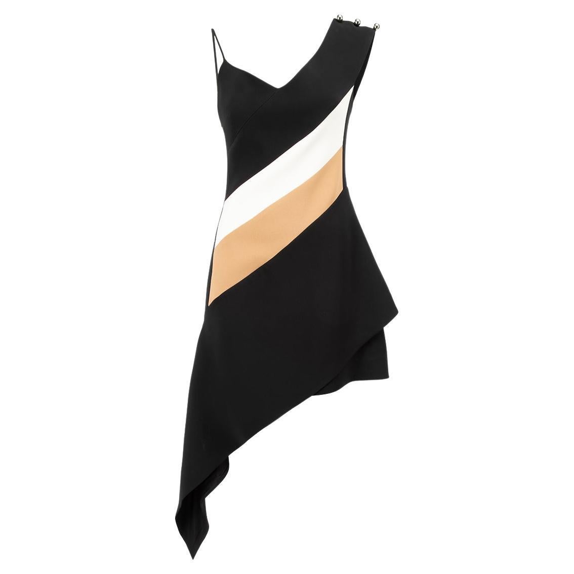David Koma Women's Black Stripe Accent Asymmetric Dress