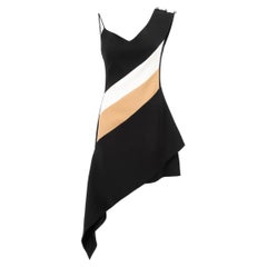 David Koma Women's Black Stripe Accent Asymmetric Dress