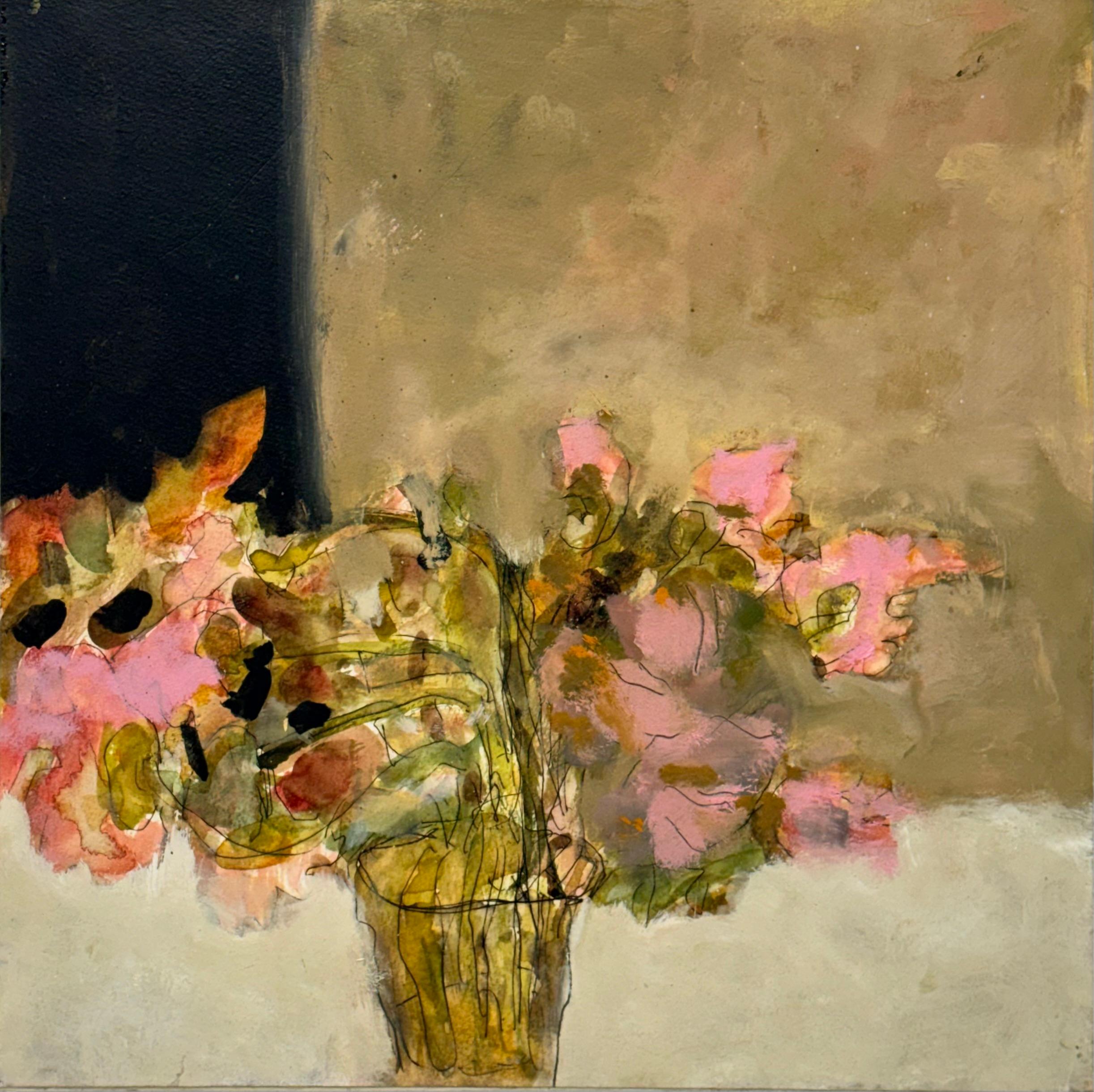 10 AM Four - Contemporary Morning Still Life Pink Flowers in Vase, 2026