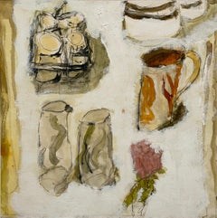 10 AM Three - Contemporary Morning Still Life Mug Flowers on Table, 2026