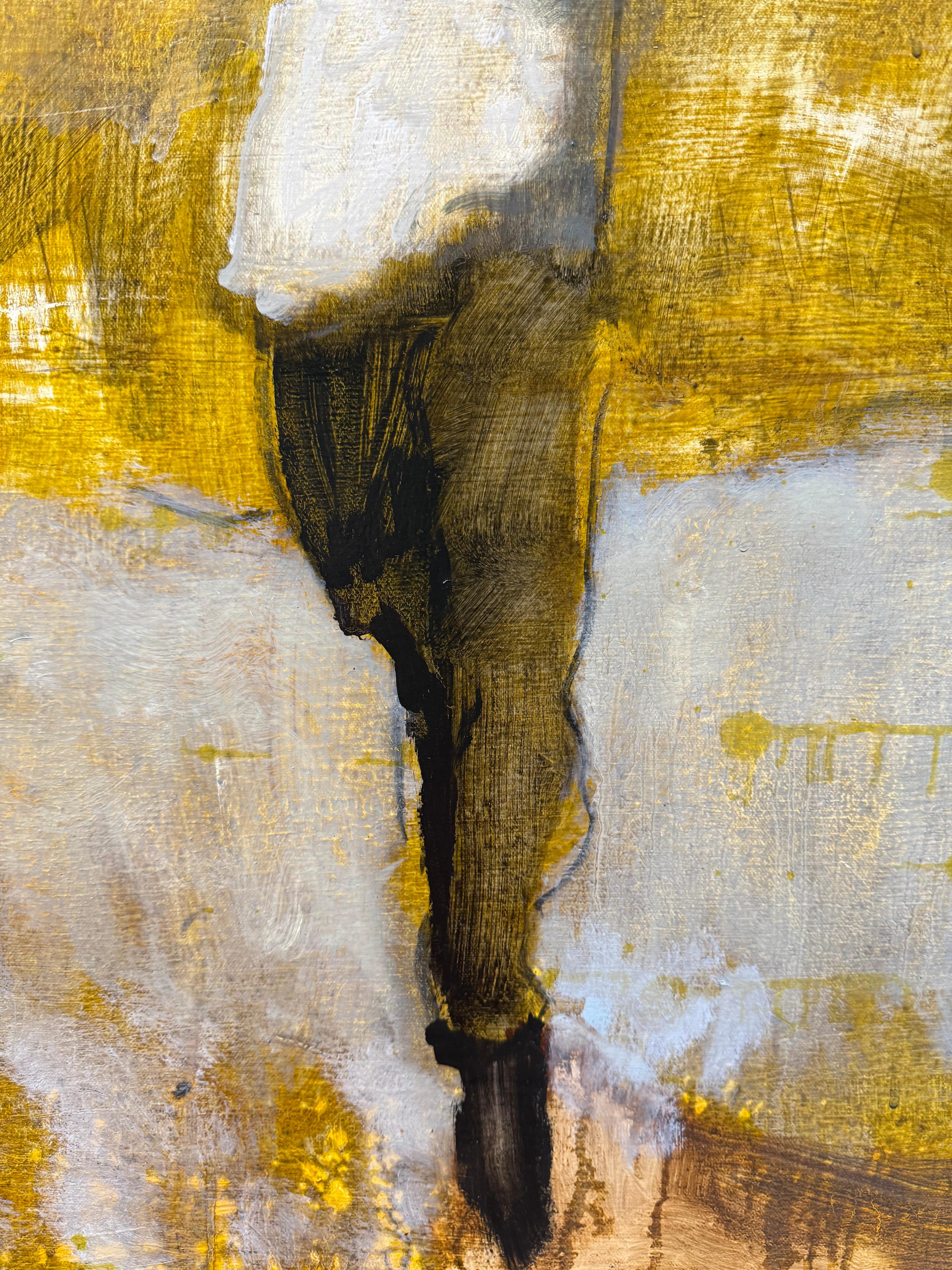Absolution - Springende fliegende Figur Goldene gelbe Wolken Himmel Landschaft, 2025 im Angebot 3