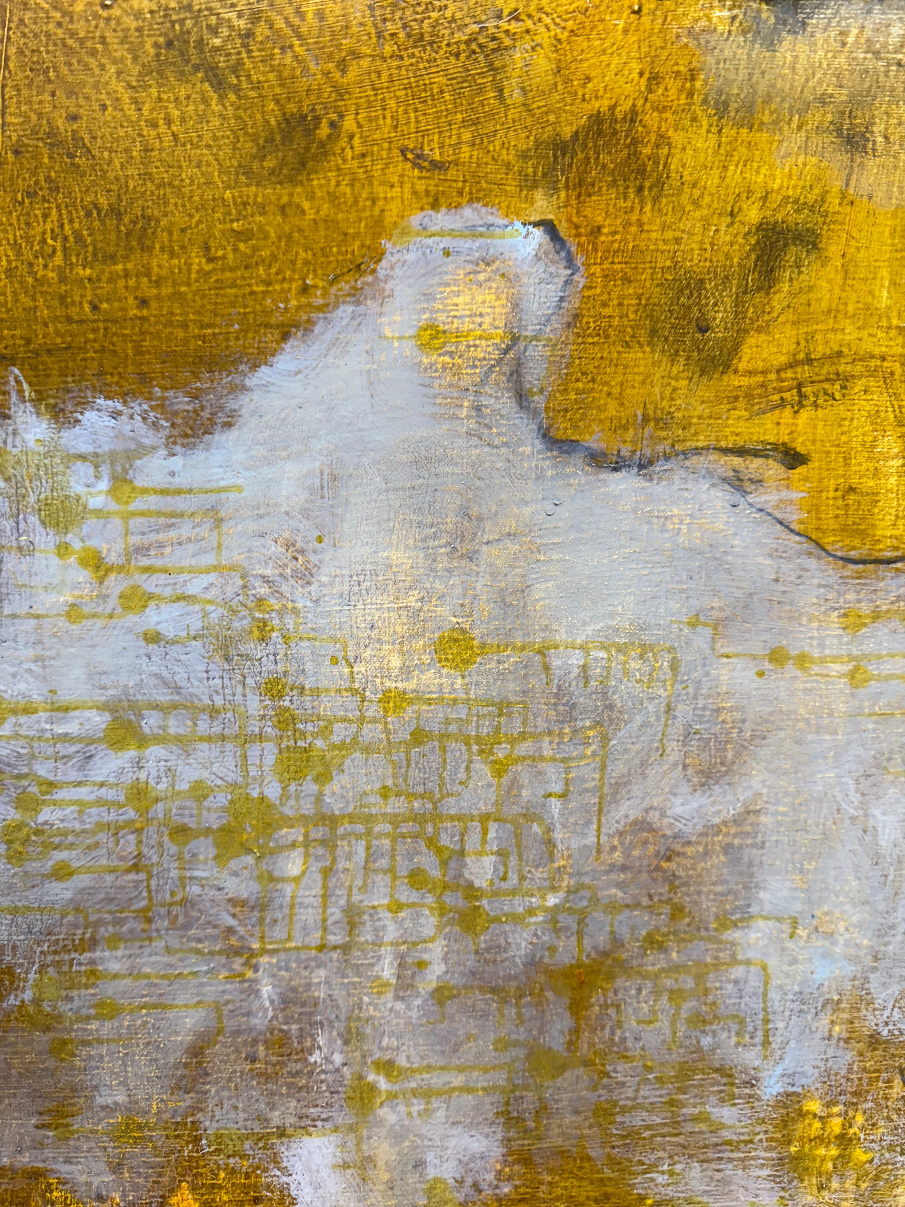 Absolution - Springende fliegende Figur Goldene gelbe Wolken Himmel Landschaft, 2025 im Angebot 4