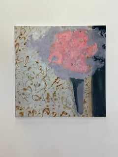 Composition - Nature morte botanique contemporaine : fleurs roses dans un vase noir, 2026