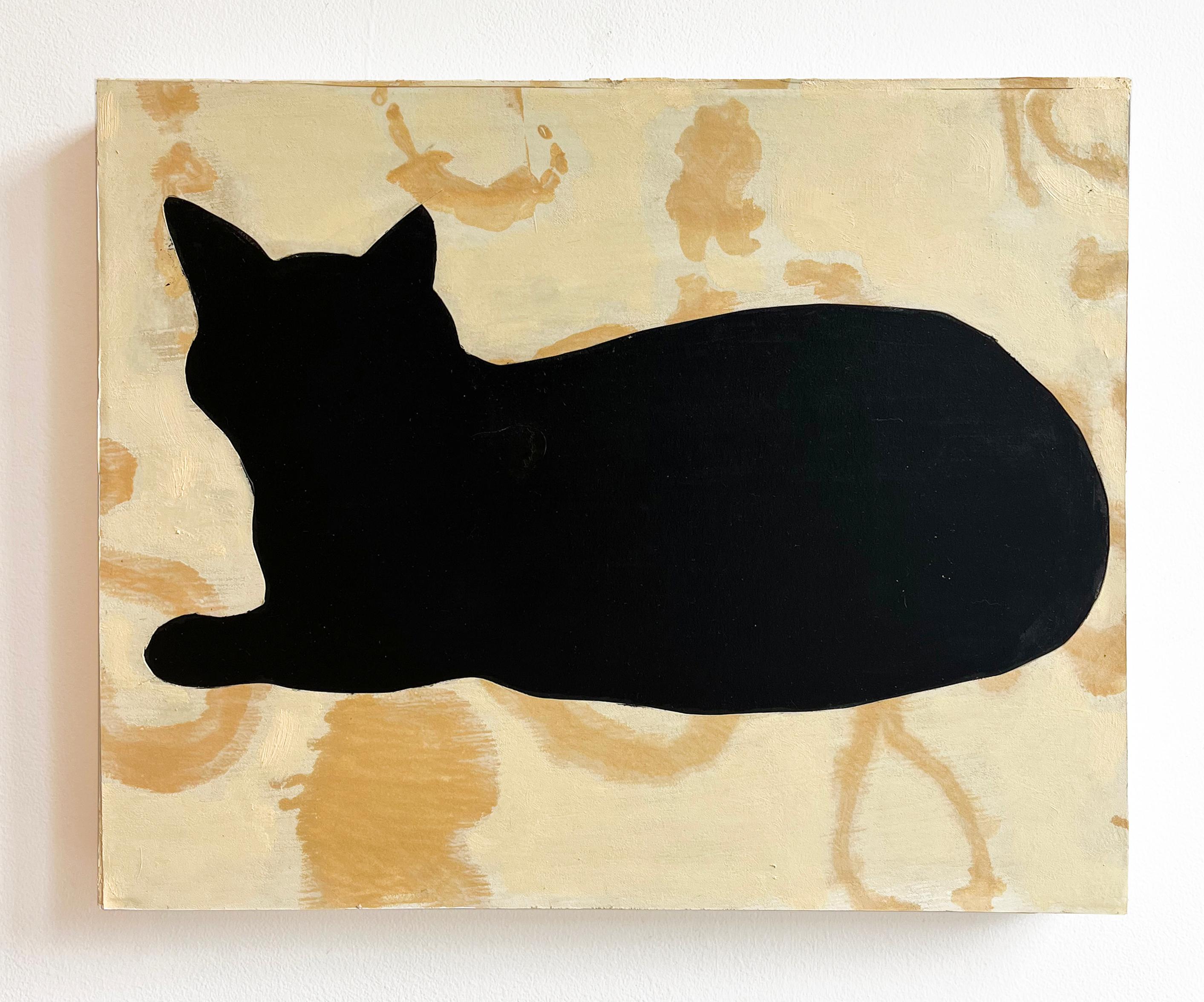 Monotype collé représentant la silhouette d'un chat dans une nature morte.
David Konigsberg
Chat noir, 2023
15
