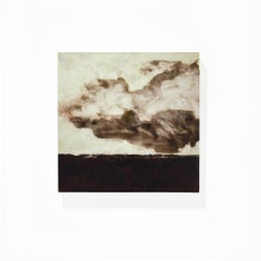 Black Dirt (Abstract Landscape Painting of White Clouds Over a Dark Field)