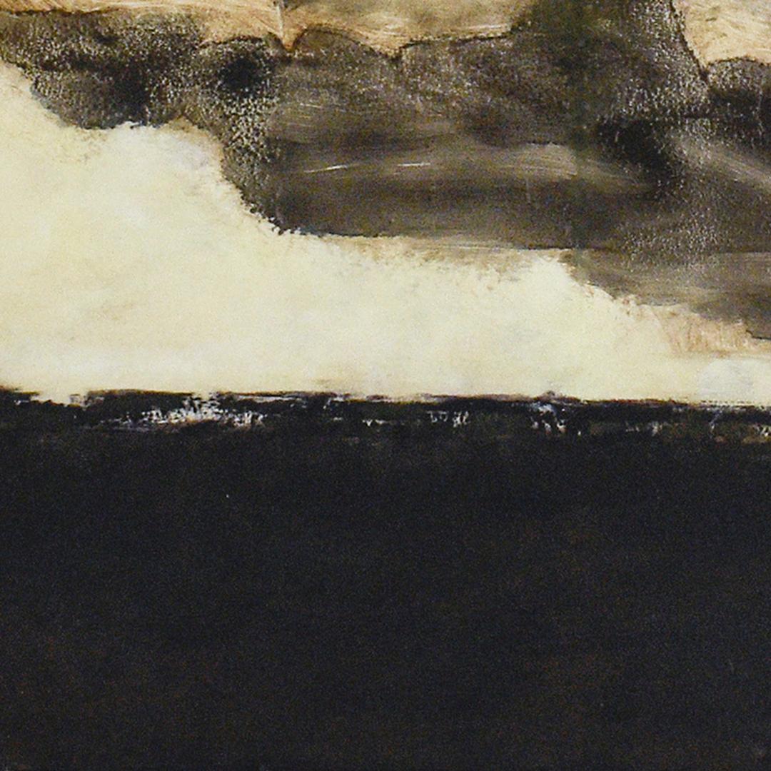 Black Dirt (Abstract Landscape Painting of White Clouds Over a Dark Field) For Sale 1