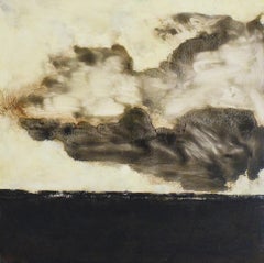 Black Dirt (Abstract Landscape Painting of White Clouds Over a Dark Field)