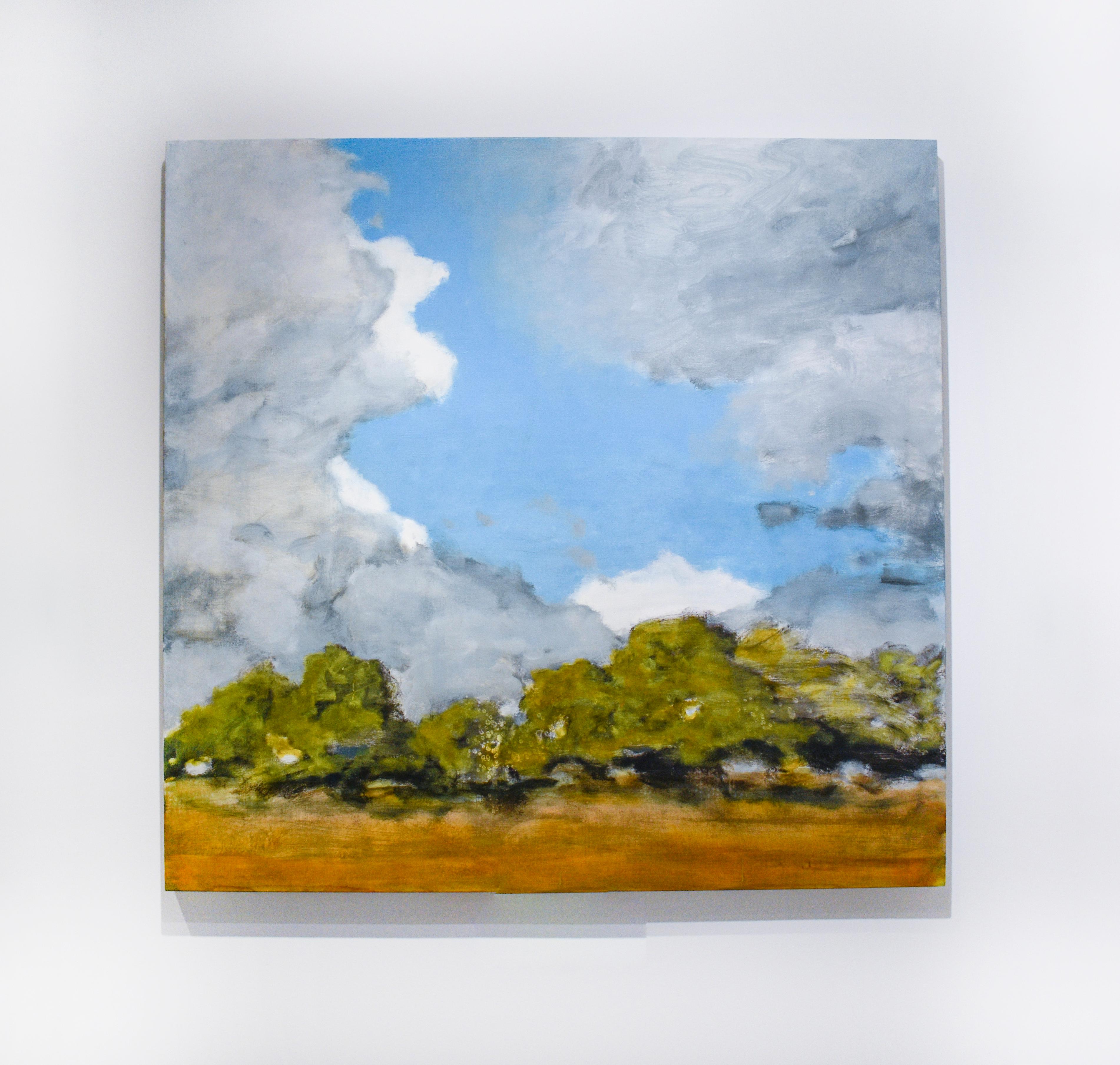 Clearing: Abstract Landscape of Country Field Under Blue Sky By D. Konigsberg - Painting by David Konigsberg
