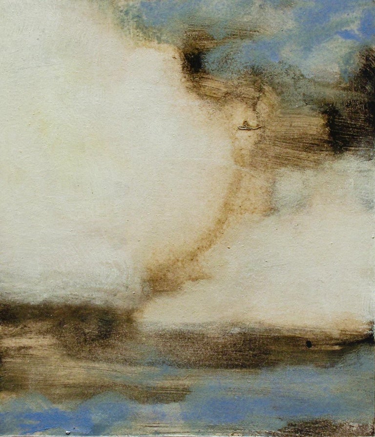 David Konigsberg Landscape Painting - Cloud #2 (Whimsical Miniature Contemporary Painting, Cloudy Blue Skies on Panel)