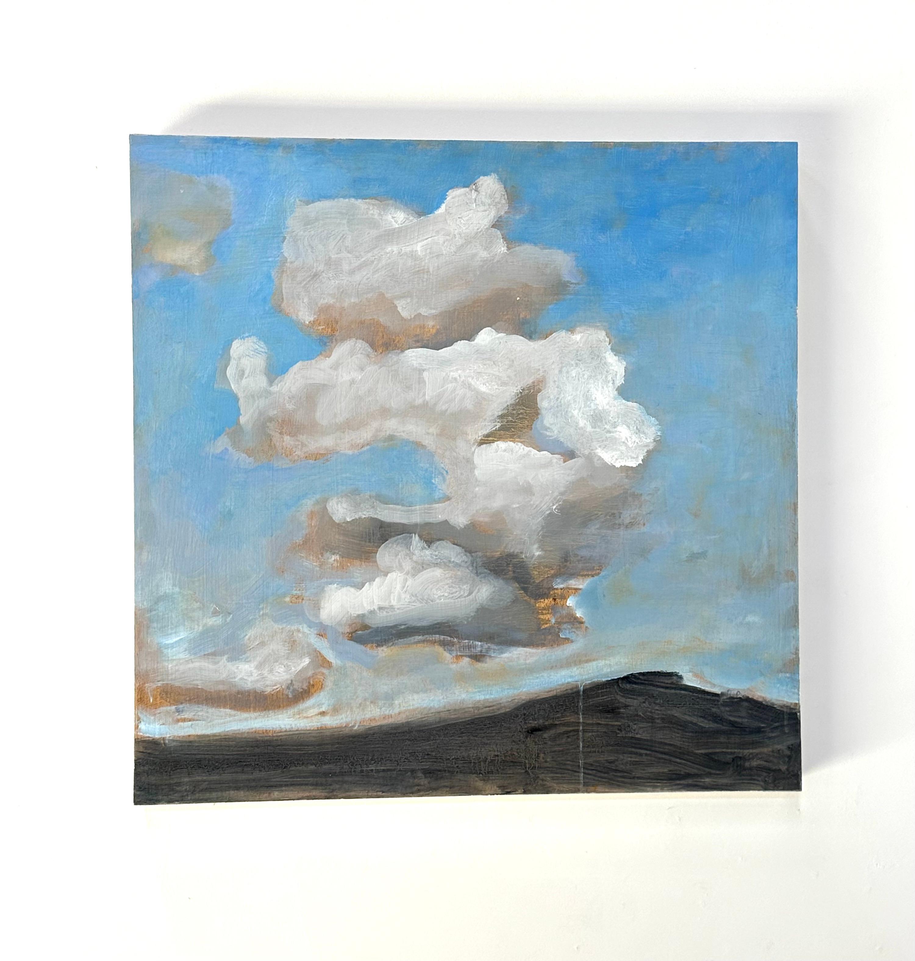 Nube - Paisaje contemporáneo Nubes Cielo azul Colinas montañosas marrones, 2024 - Painting de David Konigsberg