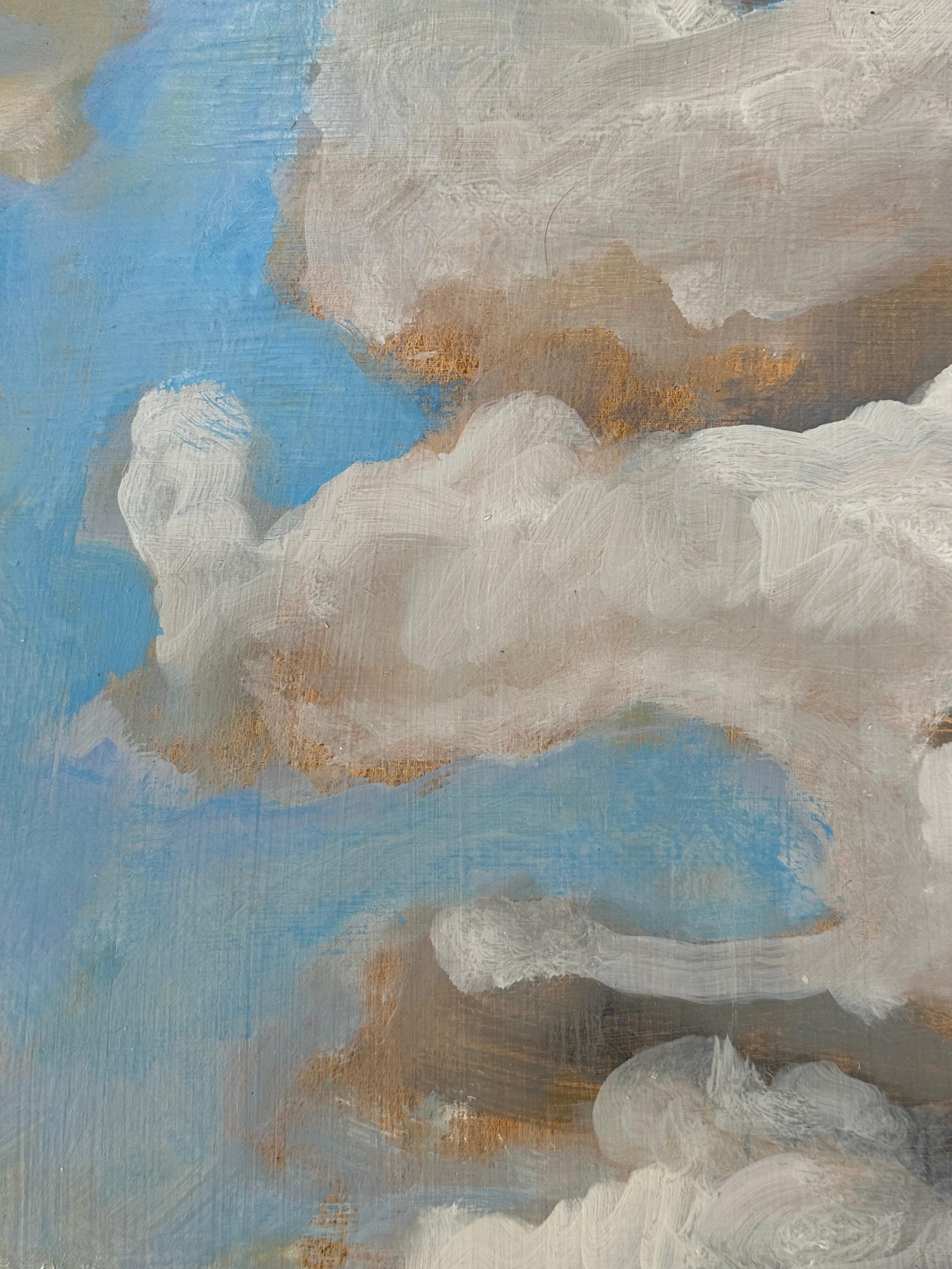 Nube - Paisaje contemporáneo Nubes Cielo azul Colinas montañosas marrones, 2024 en venta 1