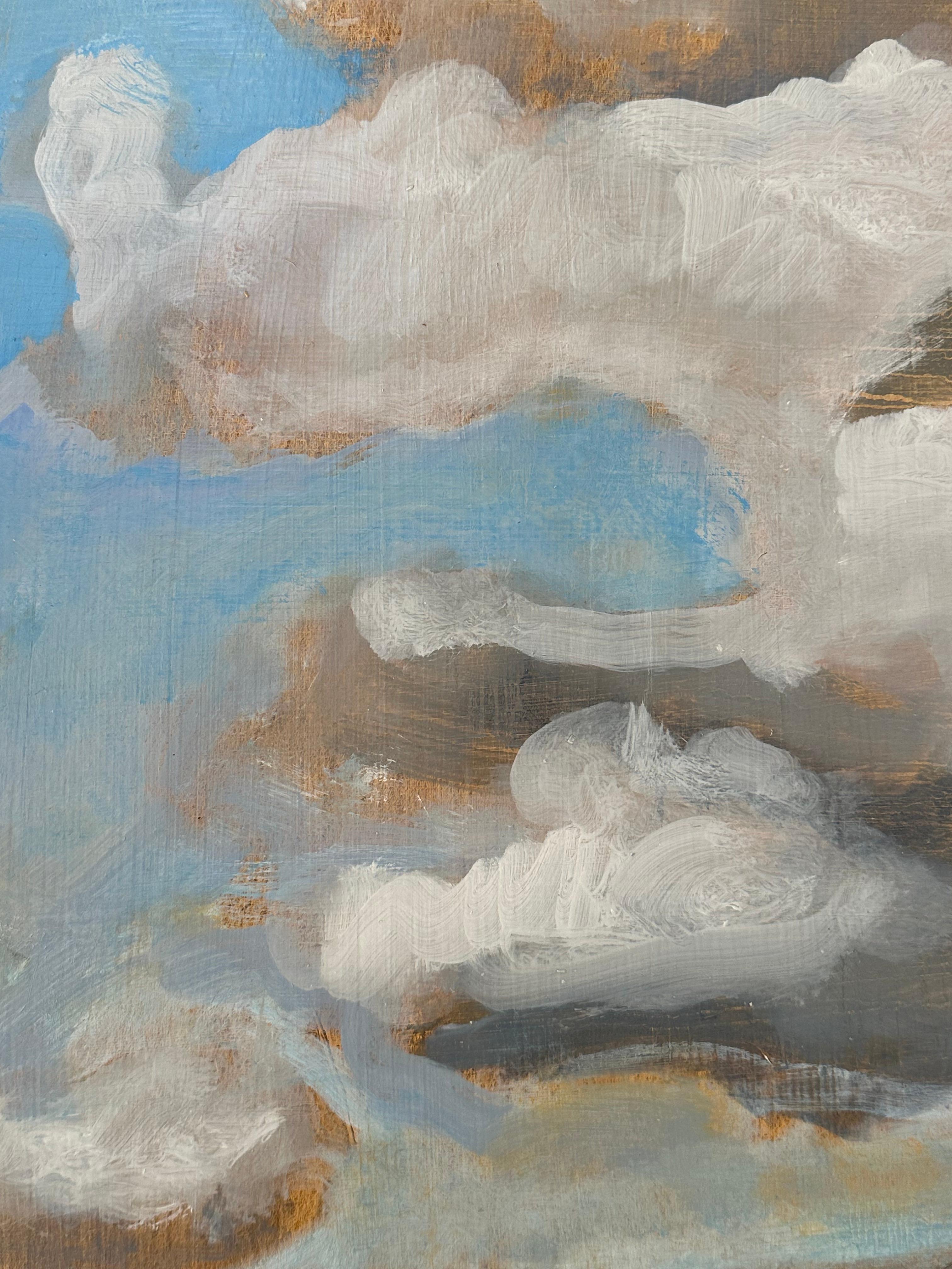 Nube - Paisaje contemporáneo Nubes Cielo azul Colinas montañosas marrones, 2024 en venta 2