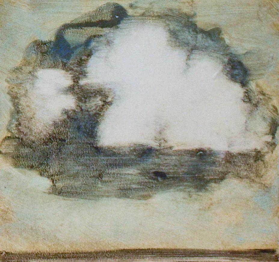 Clouds Triptych (Three Small Contemporary Landscape Paintings on Panel) 3