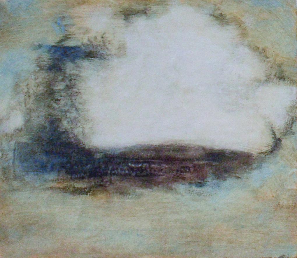 Clouds Triptych (Three Small Contemporary Landscape Paintings on Panel) 4