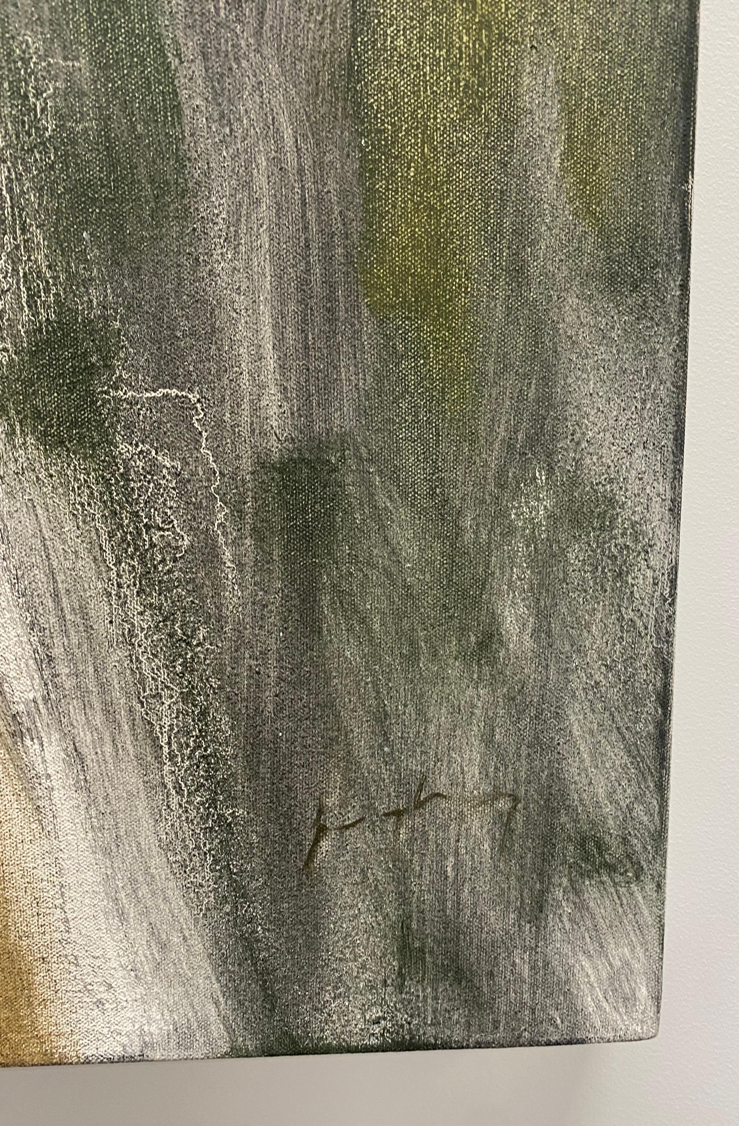 Vaso con zinnie - Natura morta botanica contemporanea Fiori di pesca Nero, 2017 in vendita 8