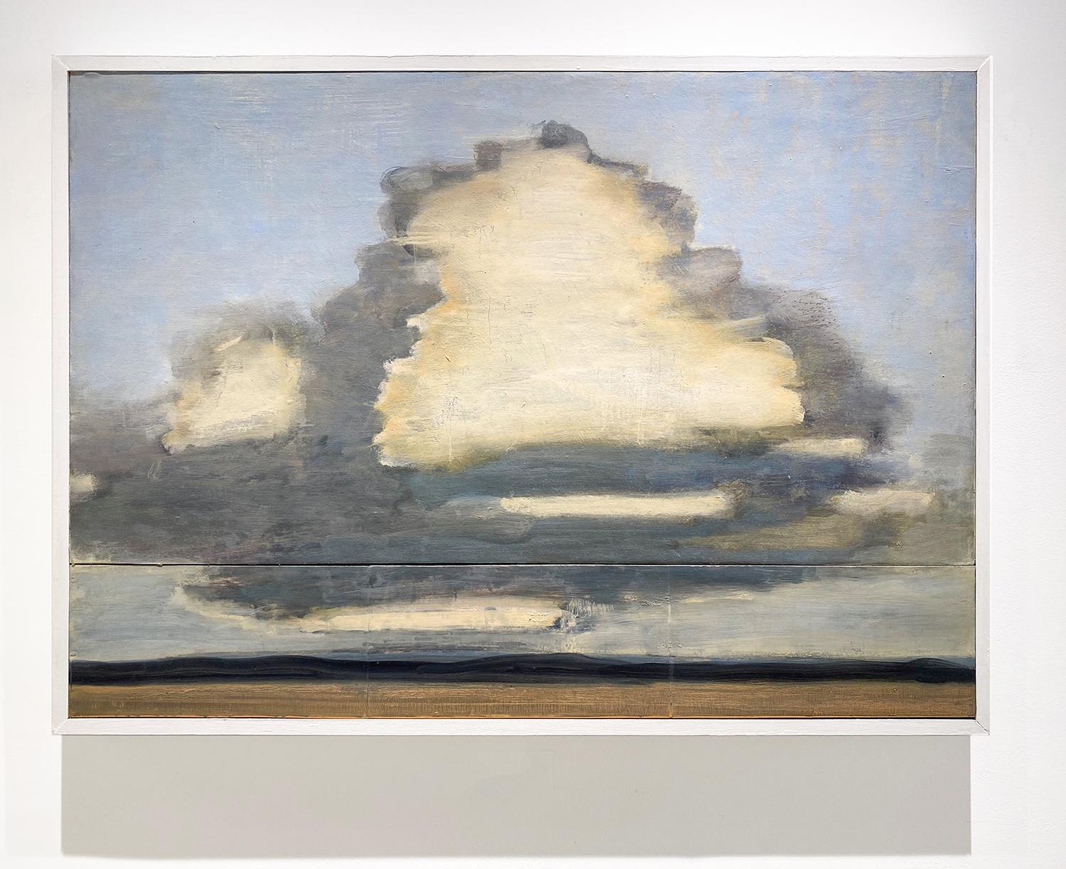 Cumulus und Wide Field (Gemäldelandschaft einer weißen Wolke in einem blassblauen Himmel) – Painting von David Konigsberg