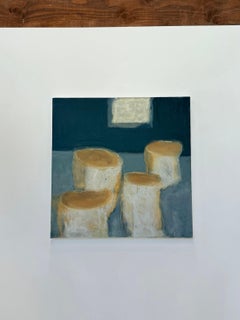 Cups and Window - Contemporary Still Life Ivory Cups Mustard Black, 2026
