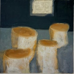 Cups and Window - Contemporary Still Life Ivory Cups Mustard Black, 2026