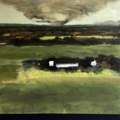 Distant Twister (Contemporary Landscape of Twister approaching Green Farmland)