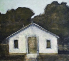 Dusk I (Landscape Painting of a White Country Cottage by David Konigsberg)