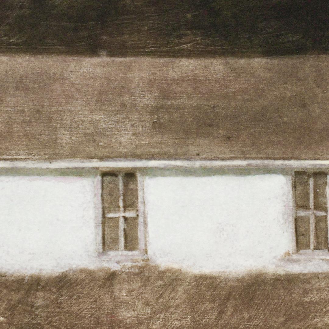 Dusk II (Oil Landscape Painting of a White Country Cottage by David Konigsberg) 1