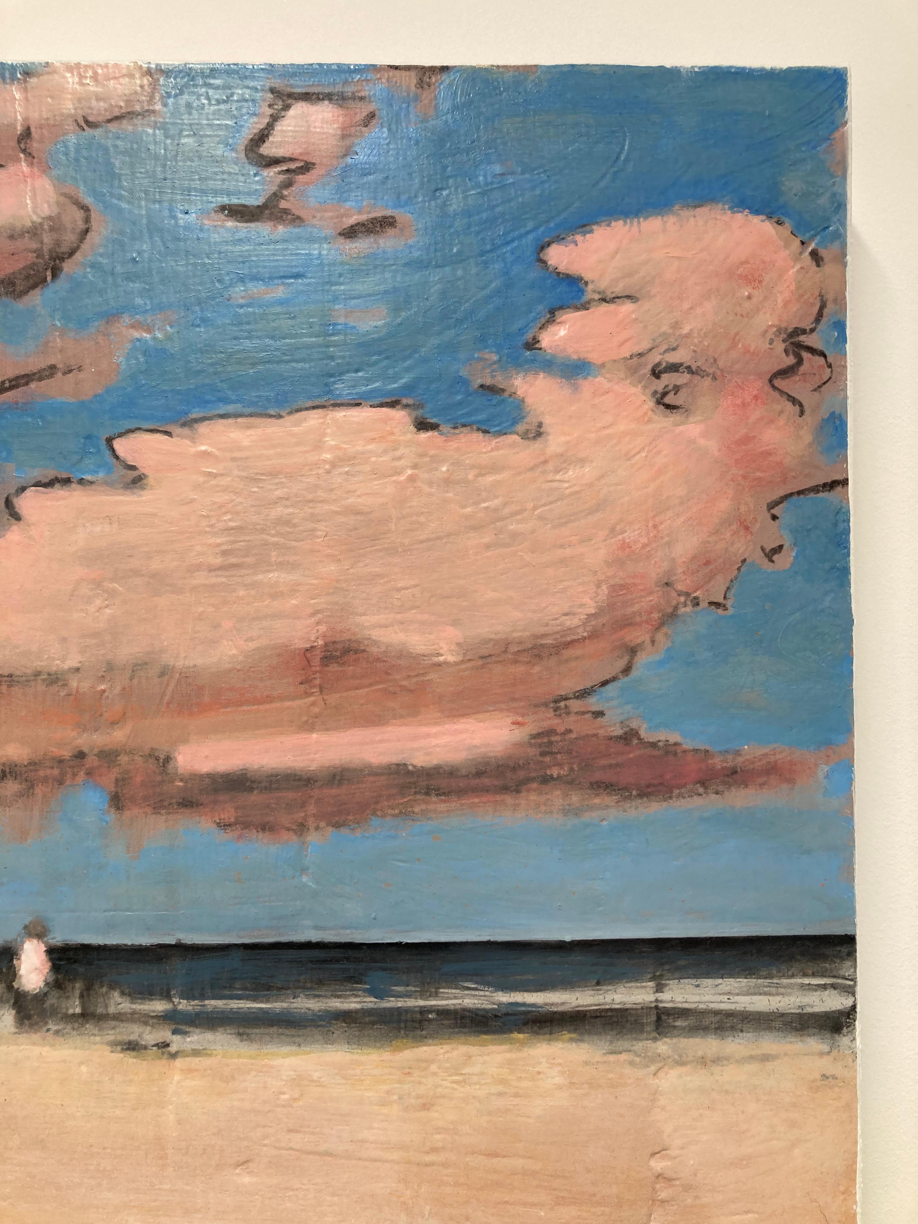 11:05 - Paesaggio contemporaneo sulla spiaggia Nuvole rosa Cielo blu Oceano, 2022 in vendita 1