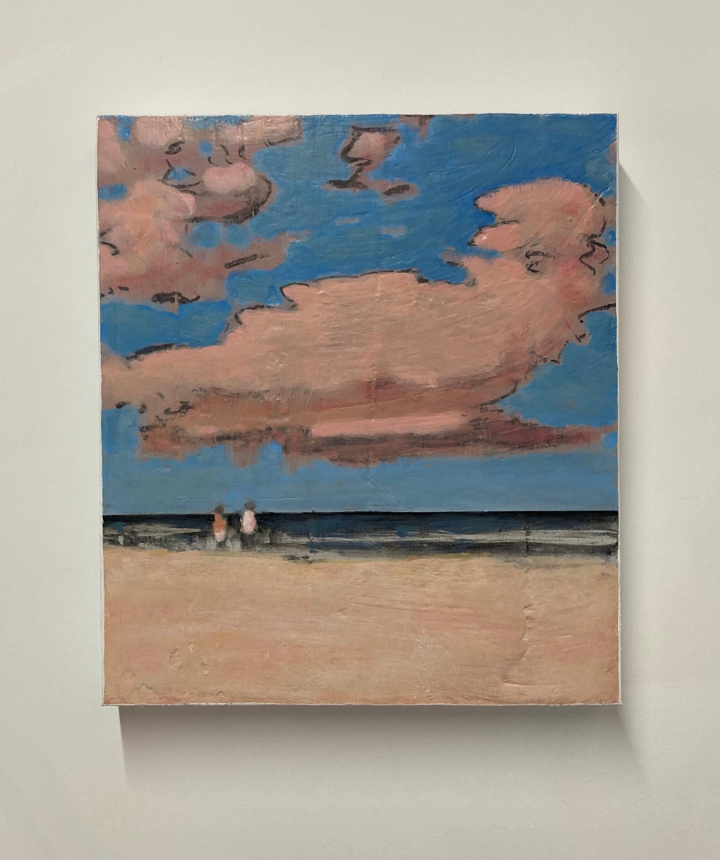 Eleven O-Five, Pale Salmon Pink Sand, Clouds, Blue Sky, Summer Beach, Beachscape For Sale 6