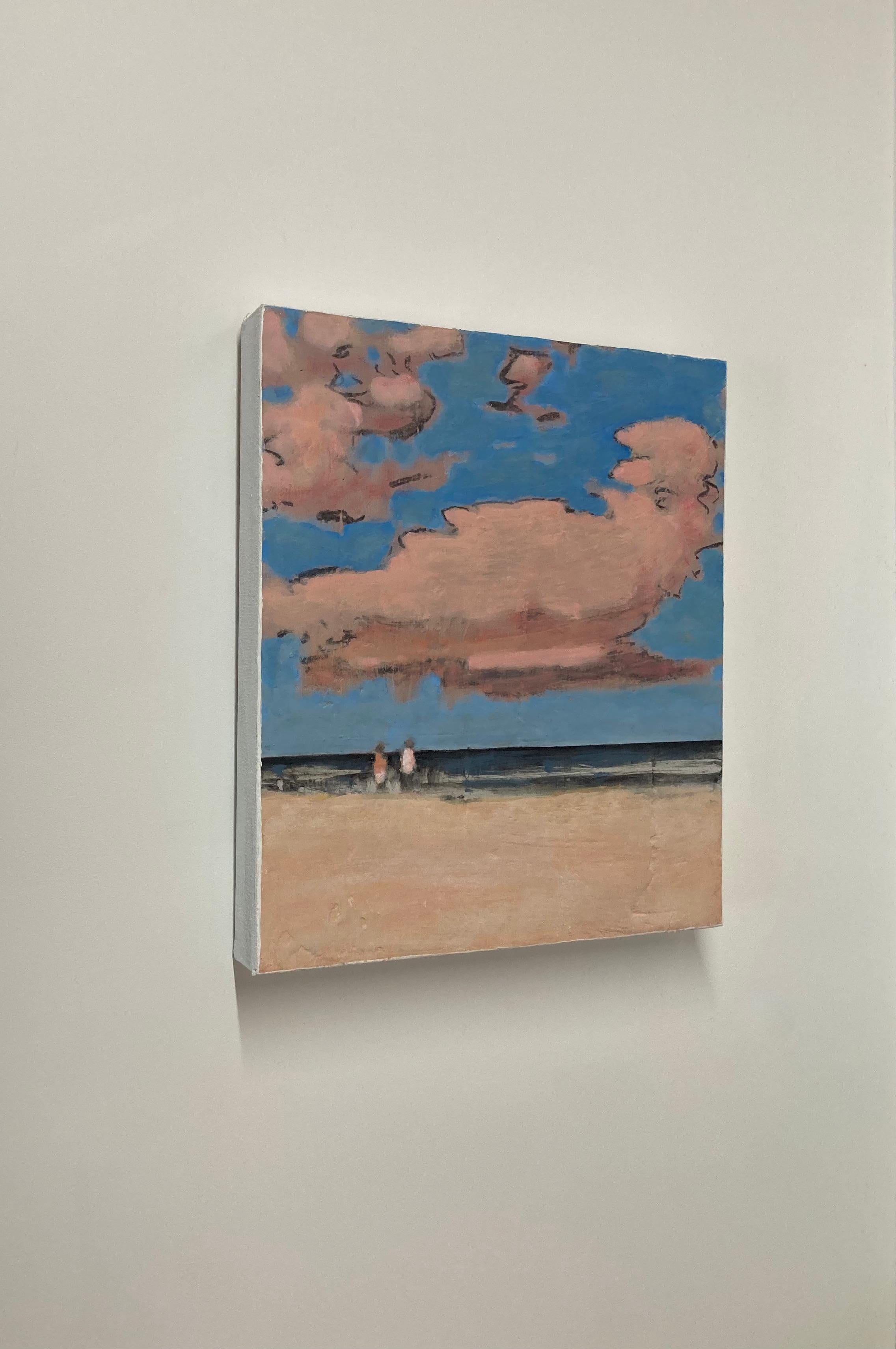 Eleven O-Five, Pale Salmon Pink Sand, Clouds, Blue Sky, Summer Beach, Beachscape For Sale 5