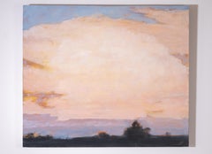 Evening Cumulus (Gestural Landscape of Pink Clouds over Mountains at Dusk)