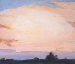 Evening Cumulus (Gestural Landscape of Pink Clouds over Mountains at Dusk)