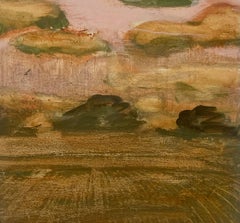 Champ et verger - Paysage contemporain Ciel Nuages Arbres Jaune d'or, 2025