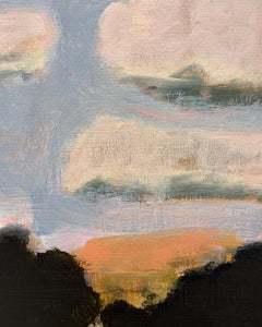 Feld und Obstgarten (Land und Himmelslandschaft mit offenem Feld und dunklem Baumbestand)