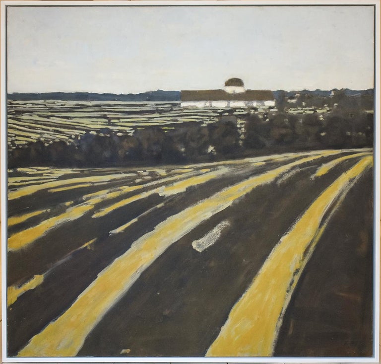 David Konigsberg Fields And Distant Barn Abstract Landscape Of