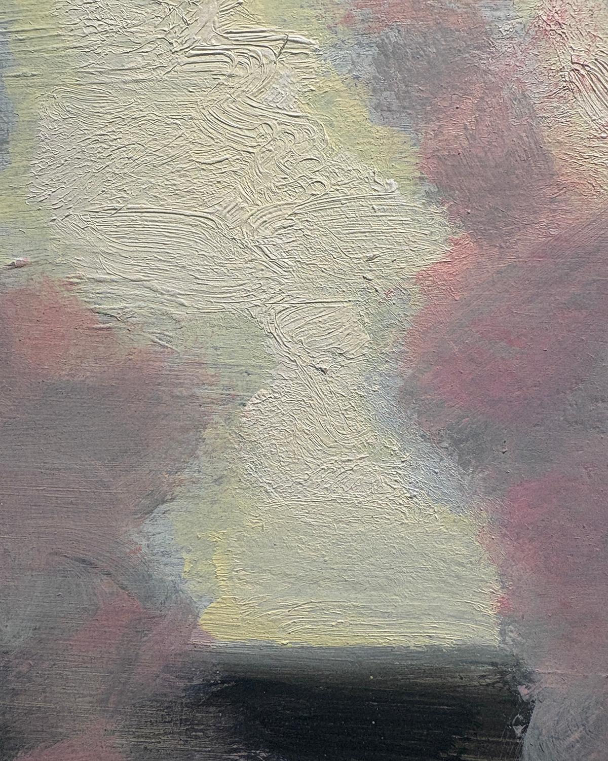 Fresh Cut (Fiori astratti rosa/viola in vaso contro la finestra) di David Konigsberg
2023, olio su pannello, 19 x 23 pollici

Konigsberg è un realista concettuale che lavora attraverso i media e i generi pittorici per ritrarre spazi di transizione,