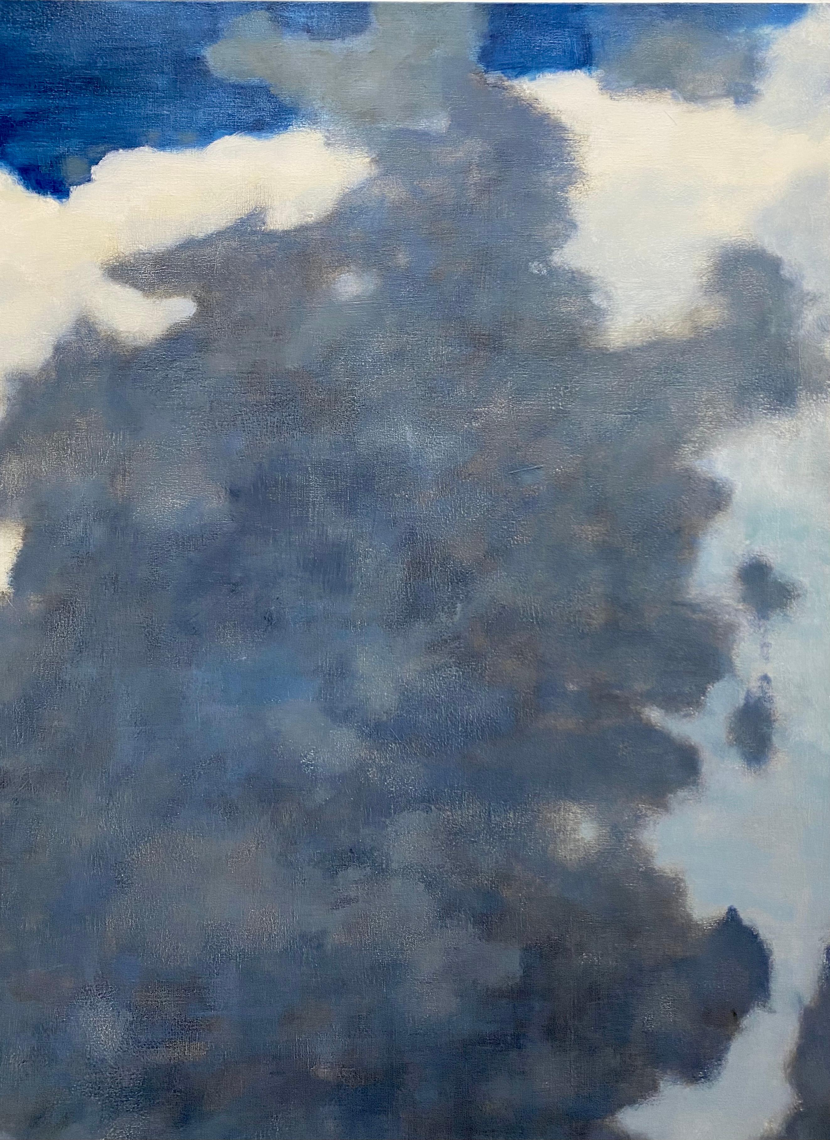From A Window Seat One - Cream Ivory Clouds Cobalt Gray Blue Sky Skyscape, 2021 For Sale 6