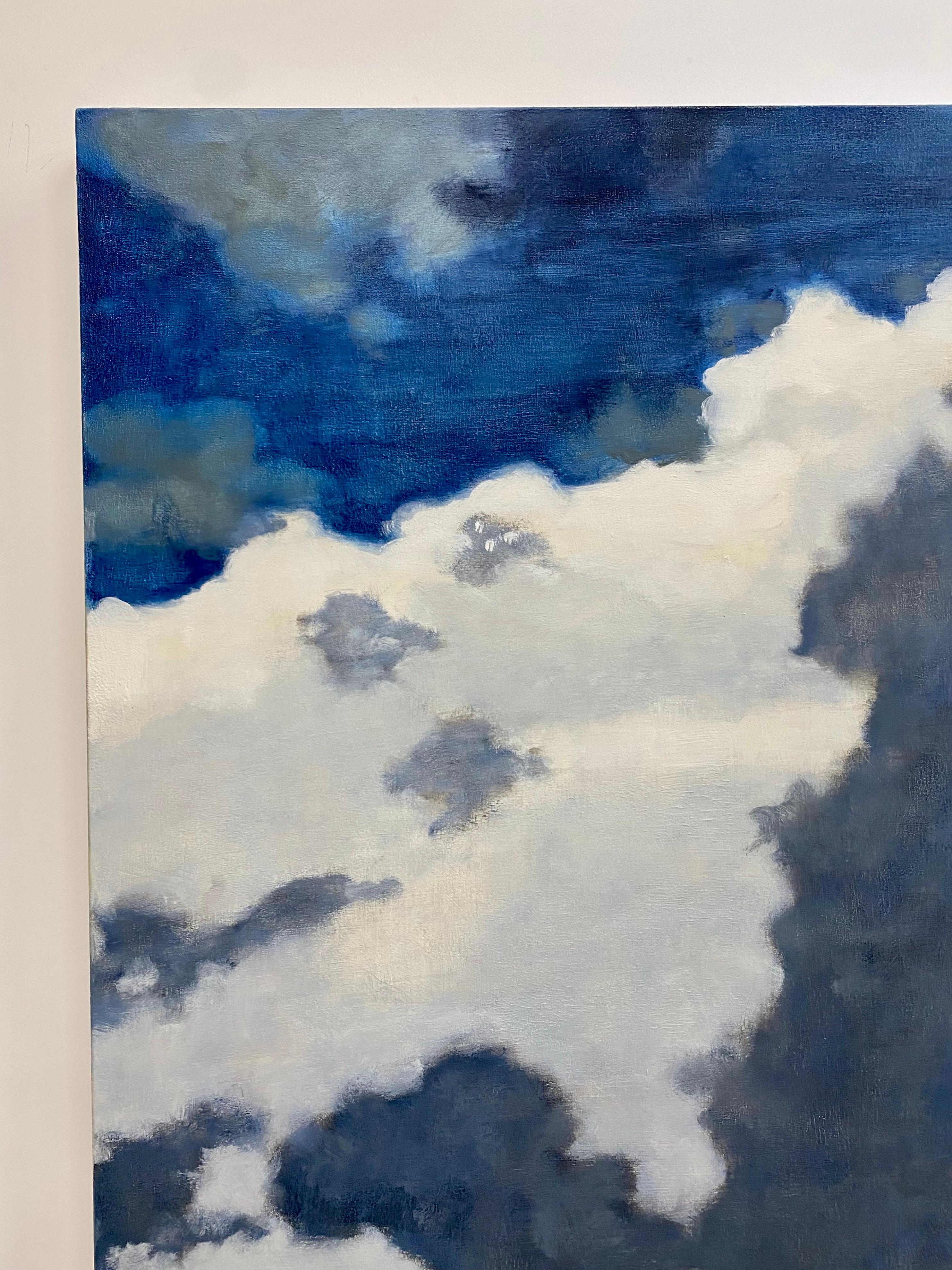 The drama and sublime beauty of the vast summer sky in New York State's Hudson Valley is captured in this dramatic contemporary skyscape painting in oil on canvas by David Konigsberg. The artist is widely recognized for clouds and this painting is