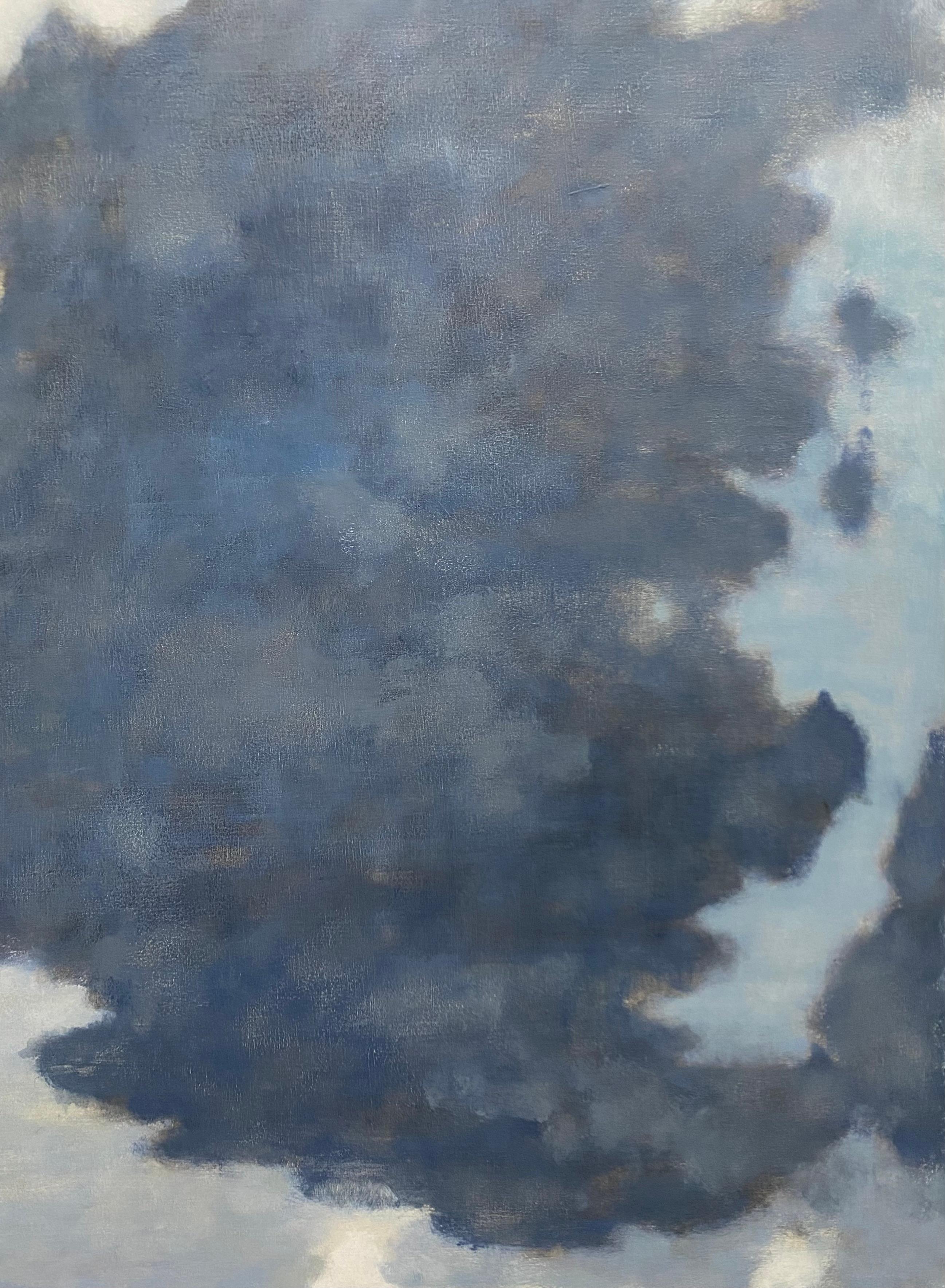 From A Window Seat One - Cream Ivory Clouds Cobalt Gray Blue Sky Skyscape, 2021 For Sale 1