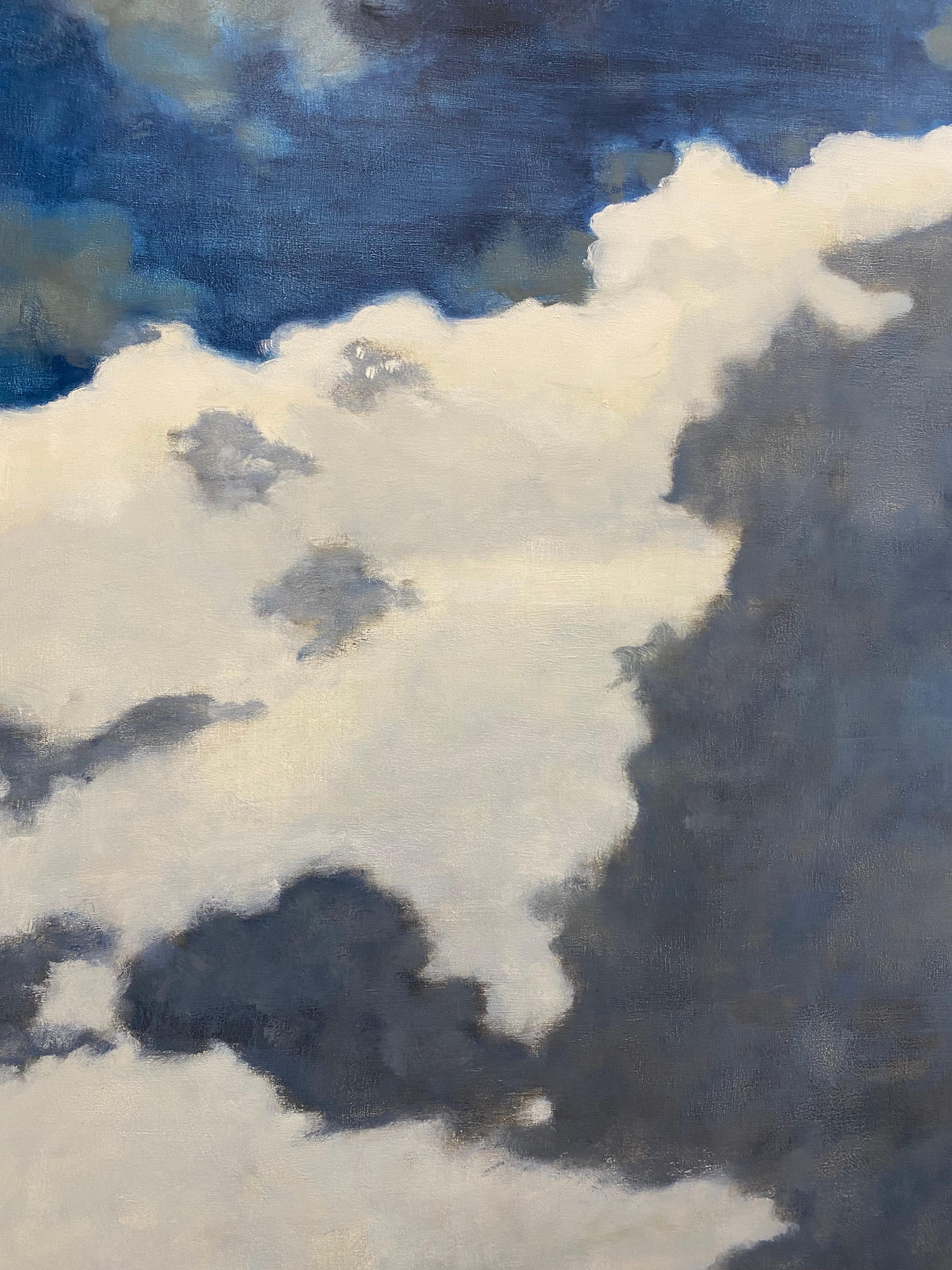 From A Window Seat One - Cream Ivory Clouds Cobalt Gray Blue Sky Skyscape, 2021 For Sale 2
