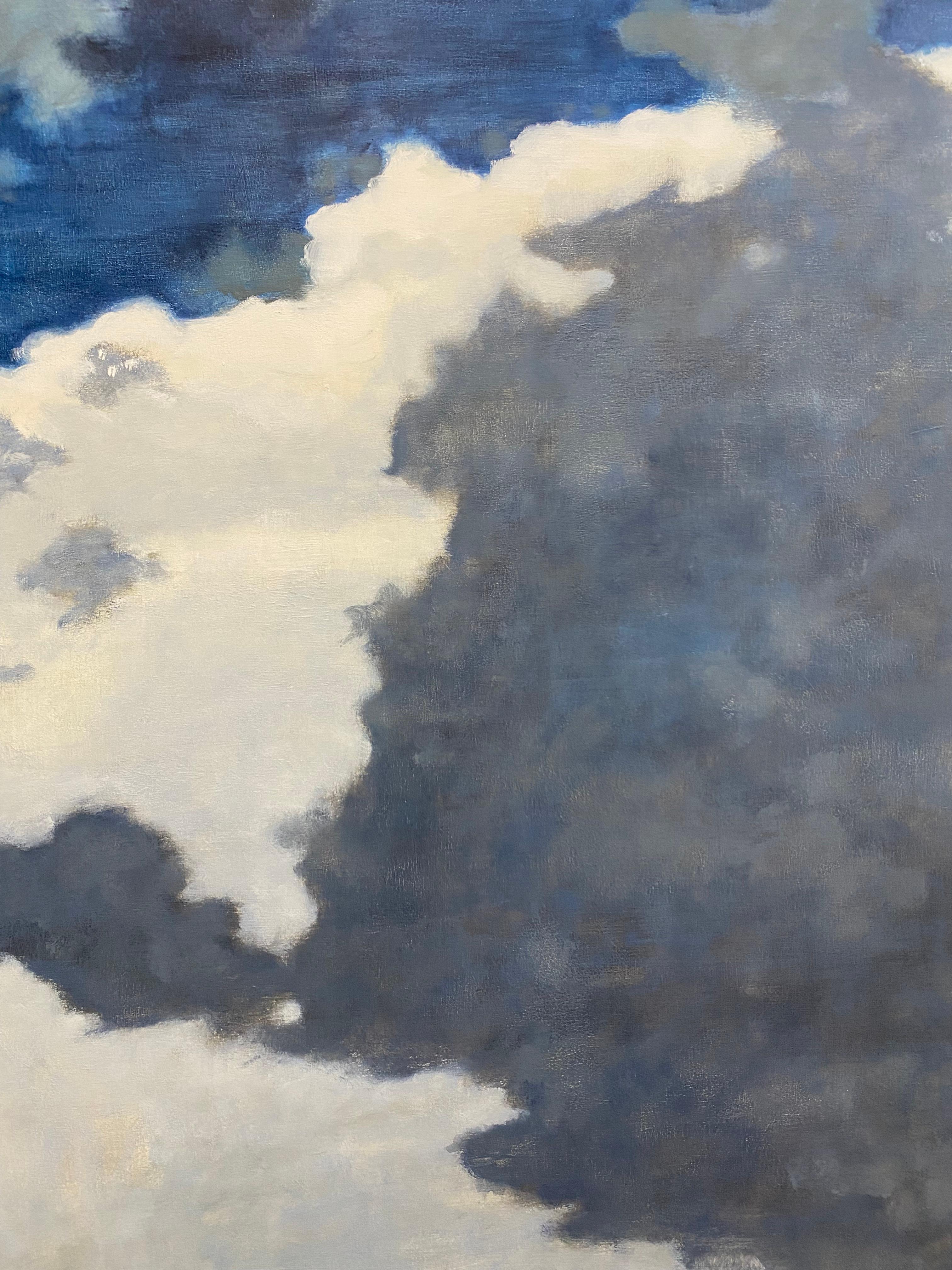 From A Window Seat One - Cream Ivory Clouds Cobalt Gray Blue Sky Skyscape, 2021 For Sale 3