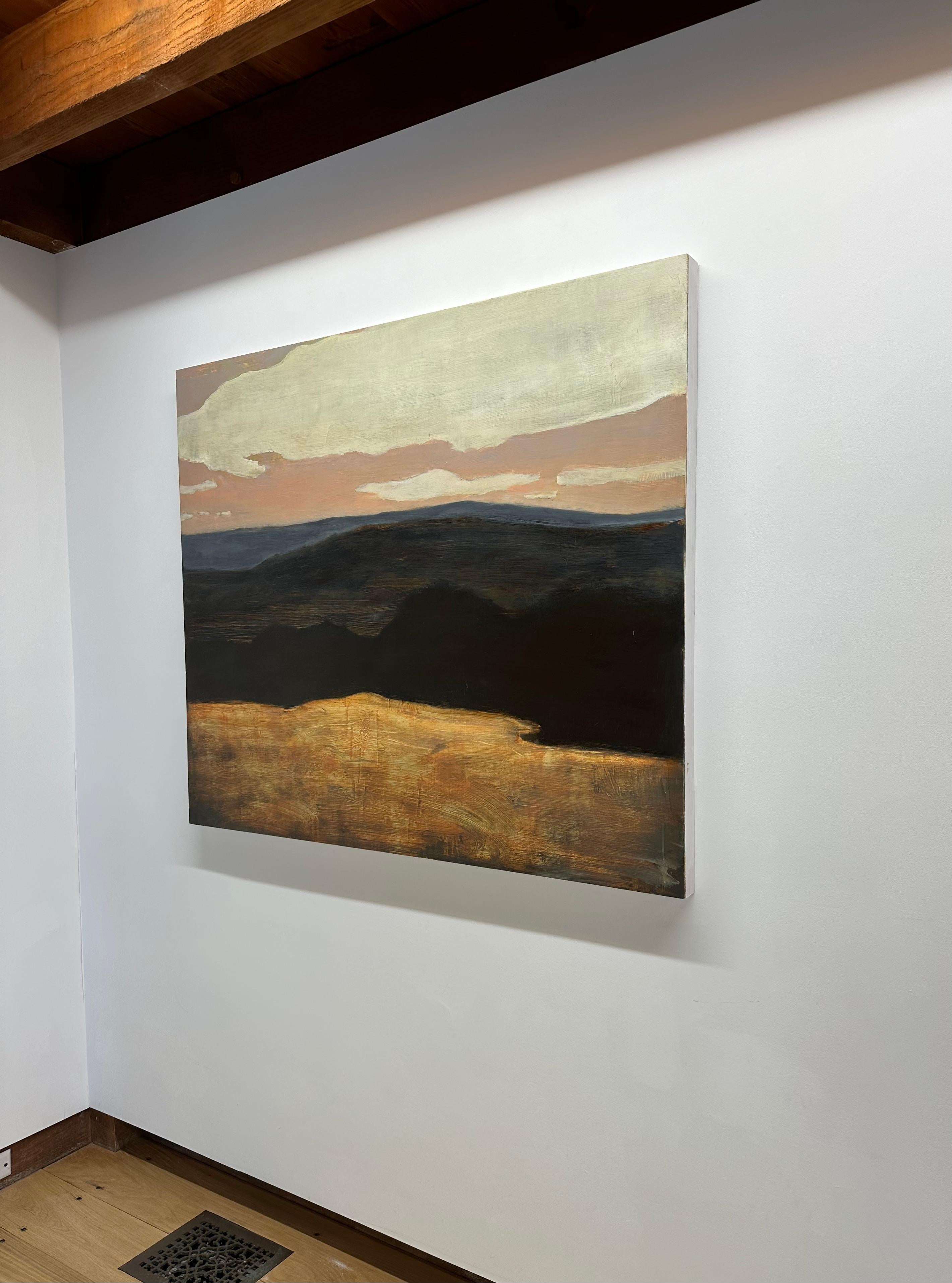 Graphic Landscape - Contemporary Painting Clouds Blue Sky Brown Mountain, 2024 For Sale 8