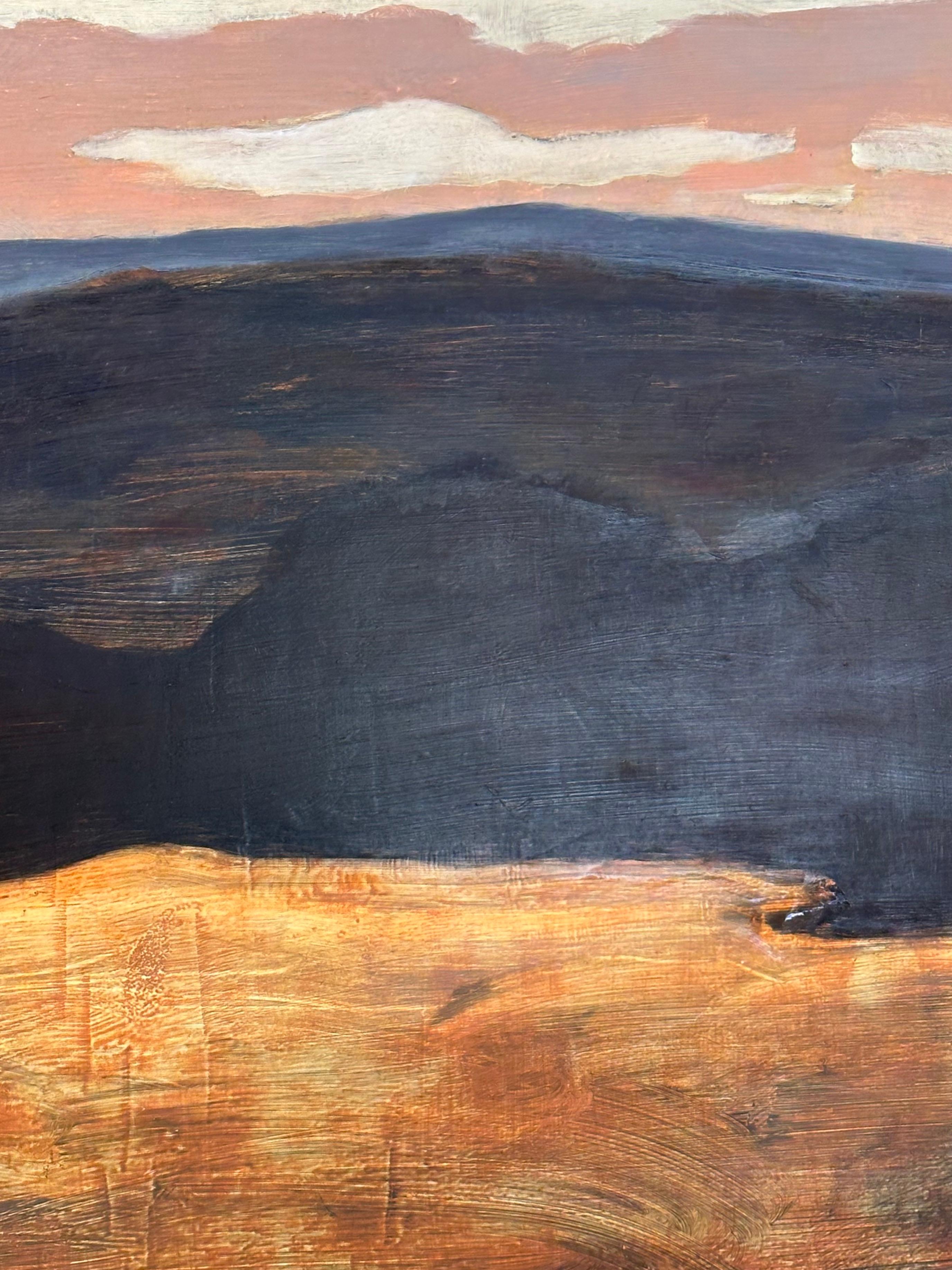 Graphic Landscape - Contemporary Painting Clouds Blue Sky Brown Mountain, 2024 For Sale 5