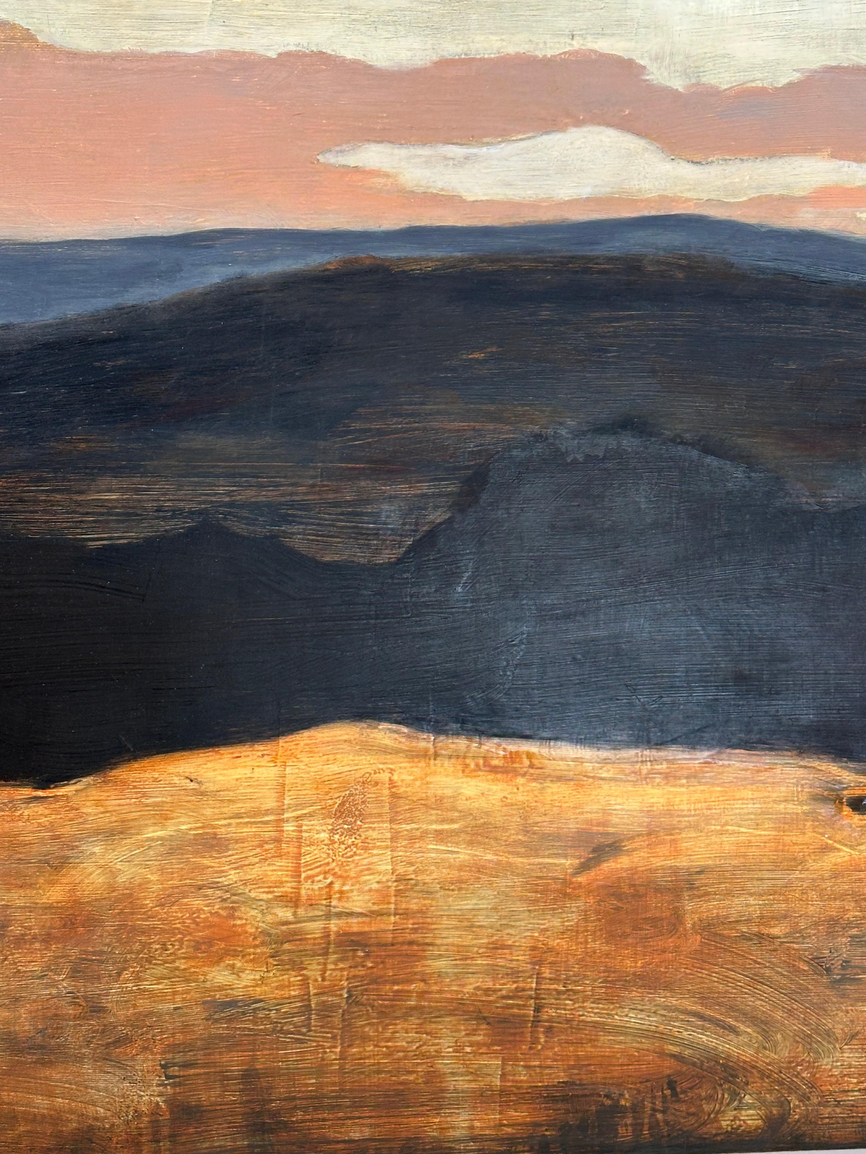 Graphic Landscape - Contemporary Painting Clouds Blue Sky Brown Mountain, 2024 For Sale 7