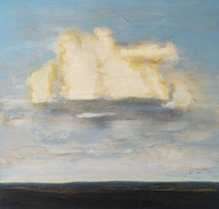 High Cumulus (zeitgenössisches Farbfeld-Landschaftsgemälde in Altblau)