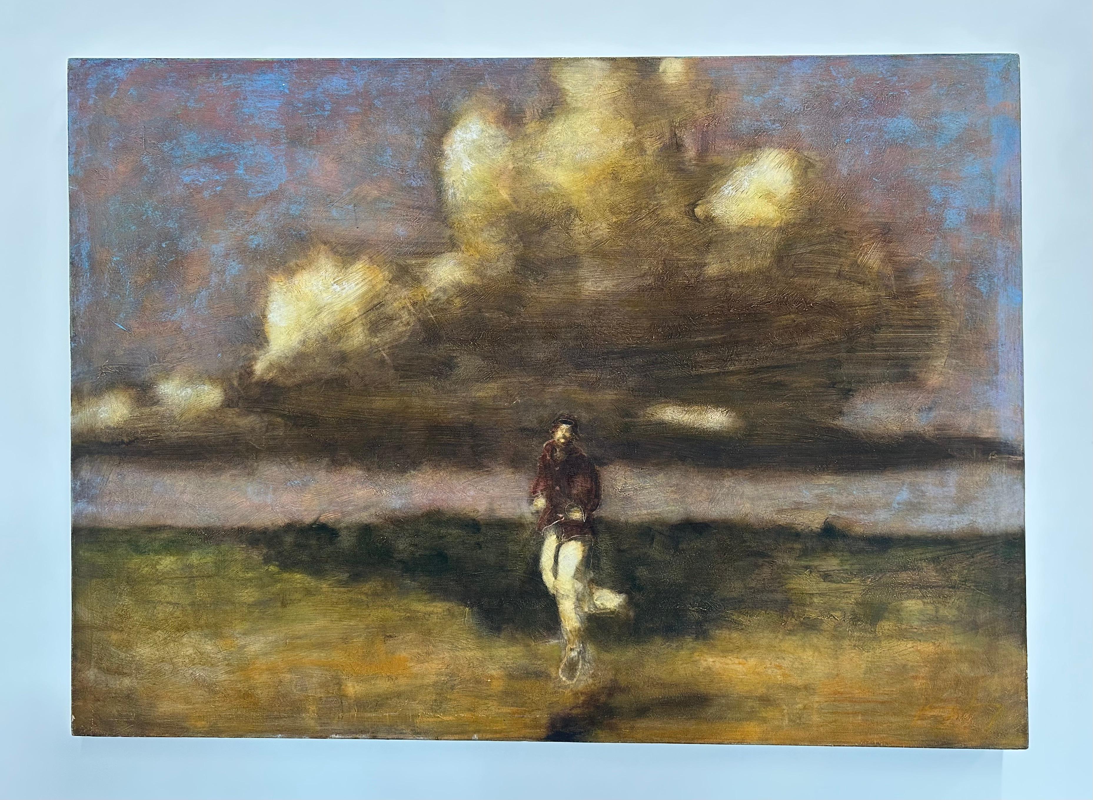Saltar ante el bosquecillo - Pintura al óleo Paisaje figurativo Campo, 2008 en venta 6