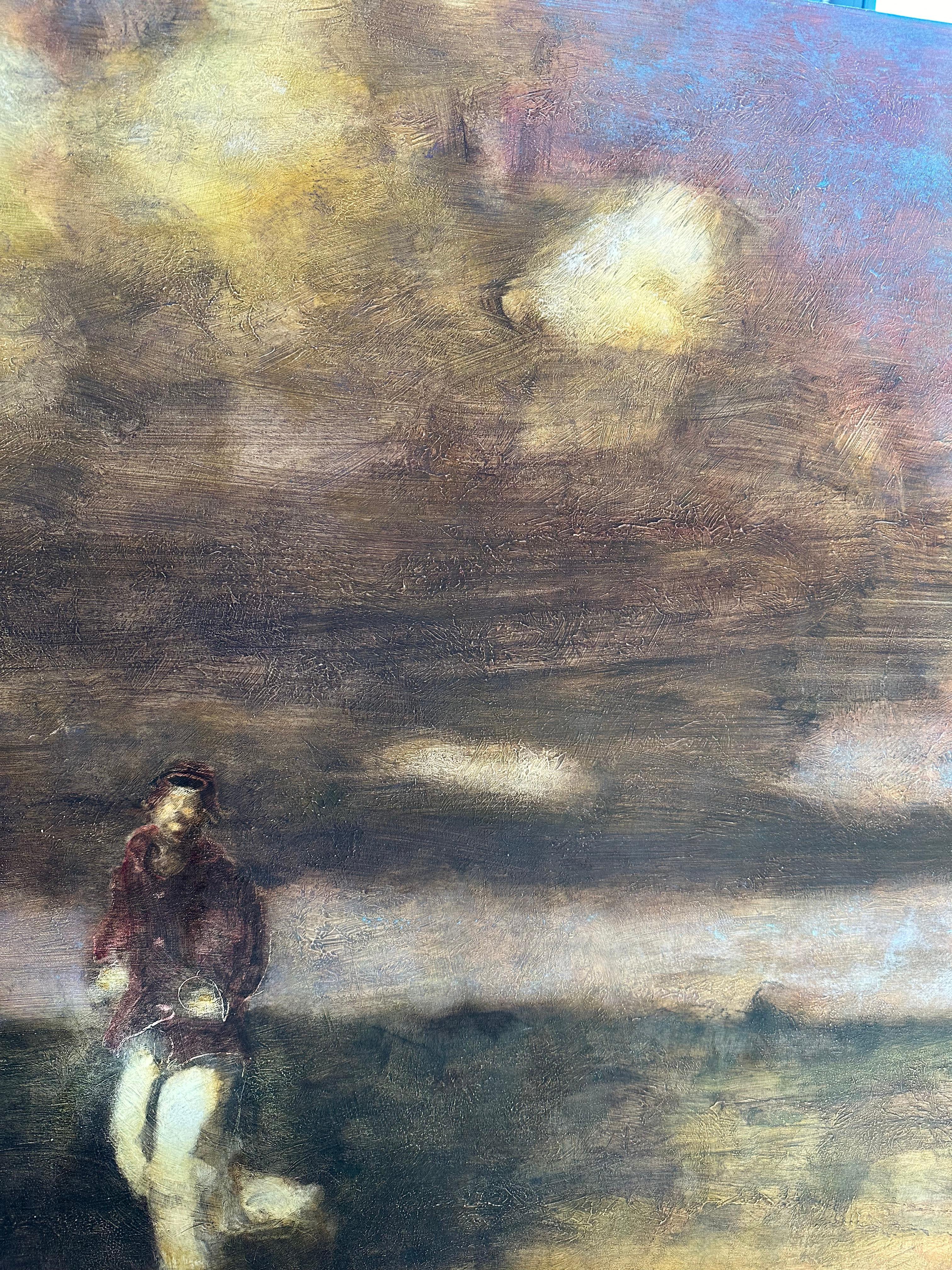 Saltar ante el bosquecillo - Pintura al óleo Paisaje figurativo Campo, 2008 en venta 4