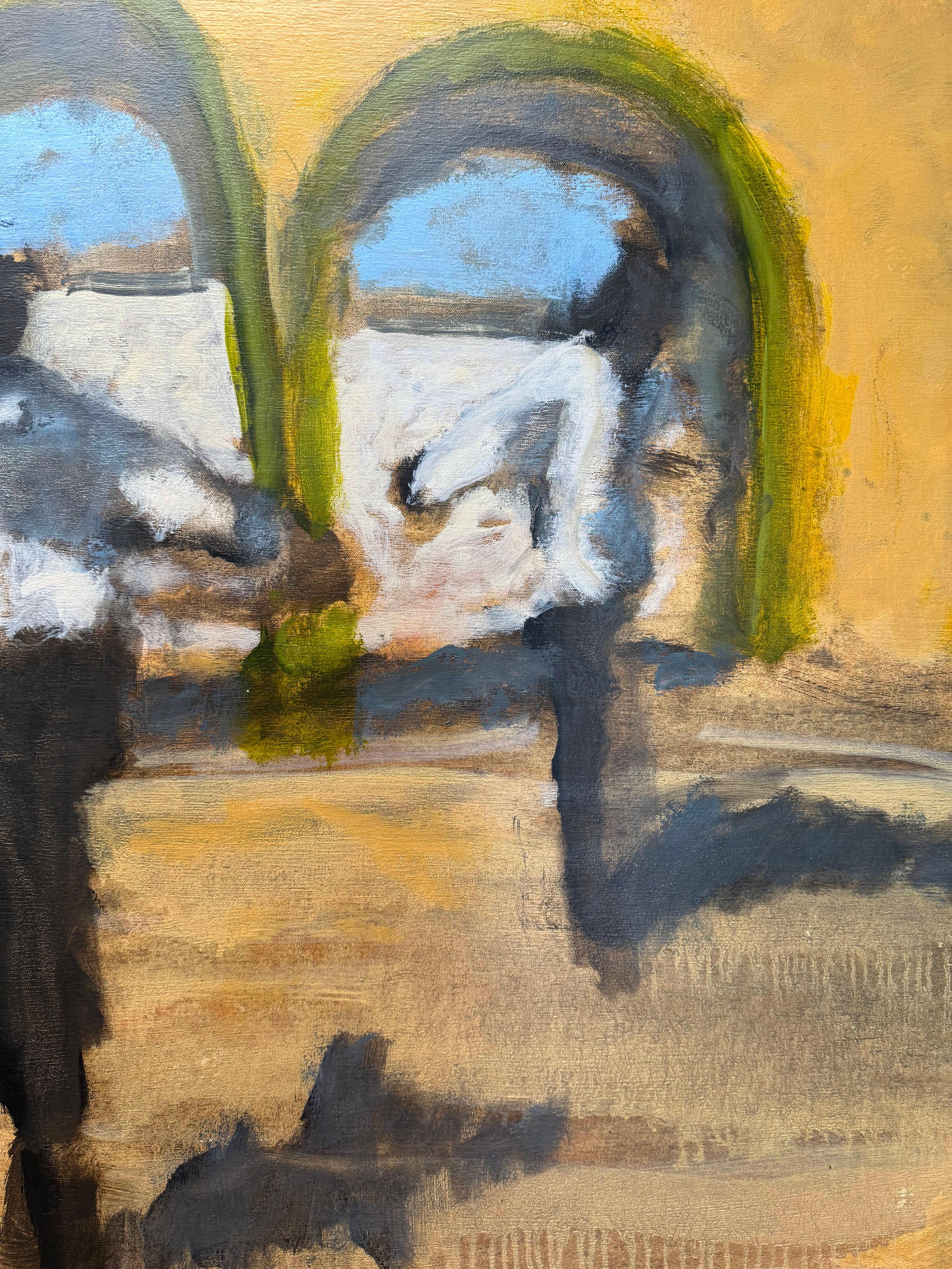 Midday Reel - Jumping Figures Golden Yellow Archways Landscape, 2025 For Sale 1