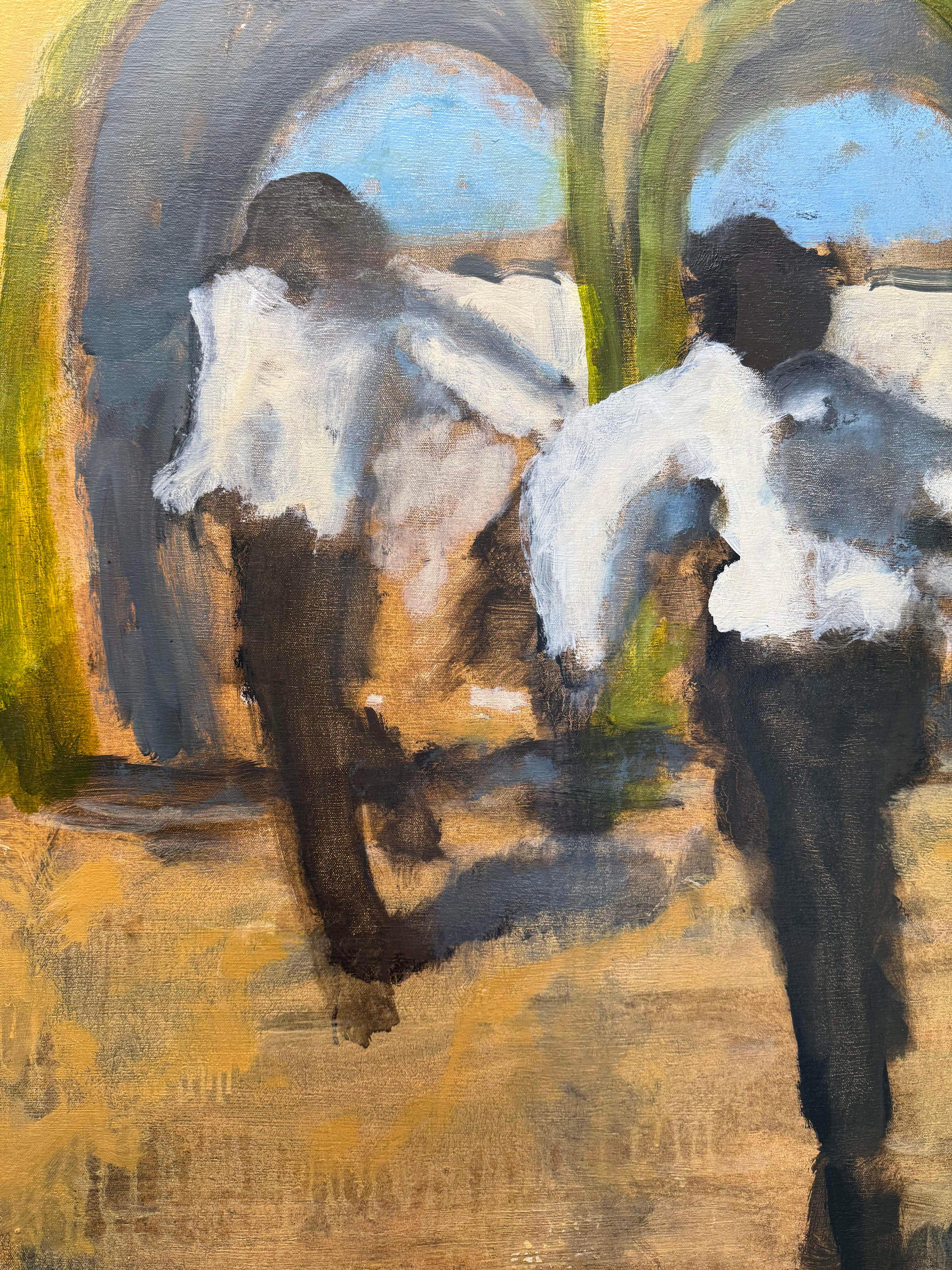 Midday Reel - Jumping Figures Golden Yellow Archways Landscape, 2025 For Sale 2