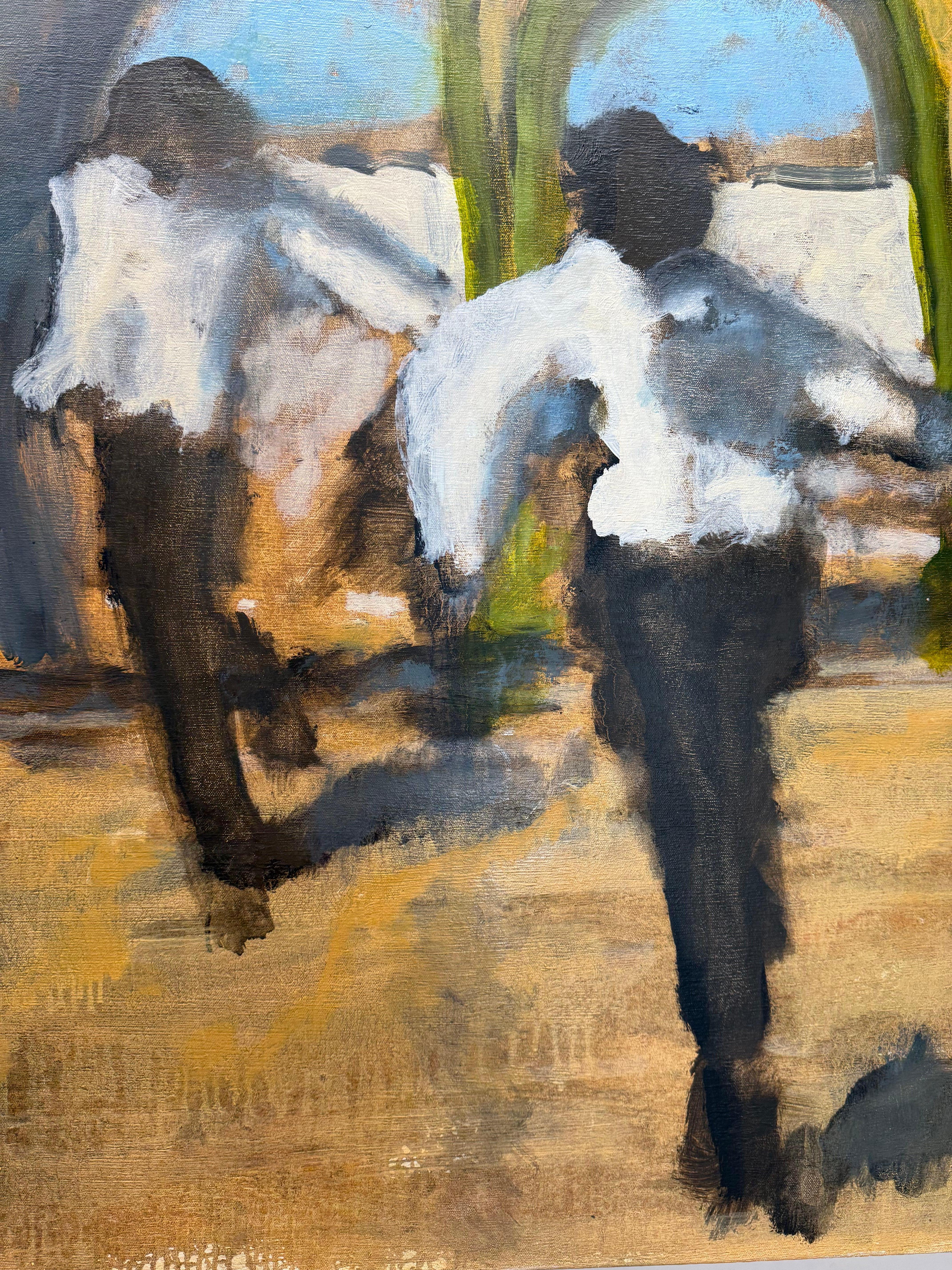 Midday Reel - Jumping Figures Golden Yellow Archways Landscape, 2025 For Sale 3