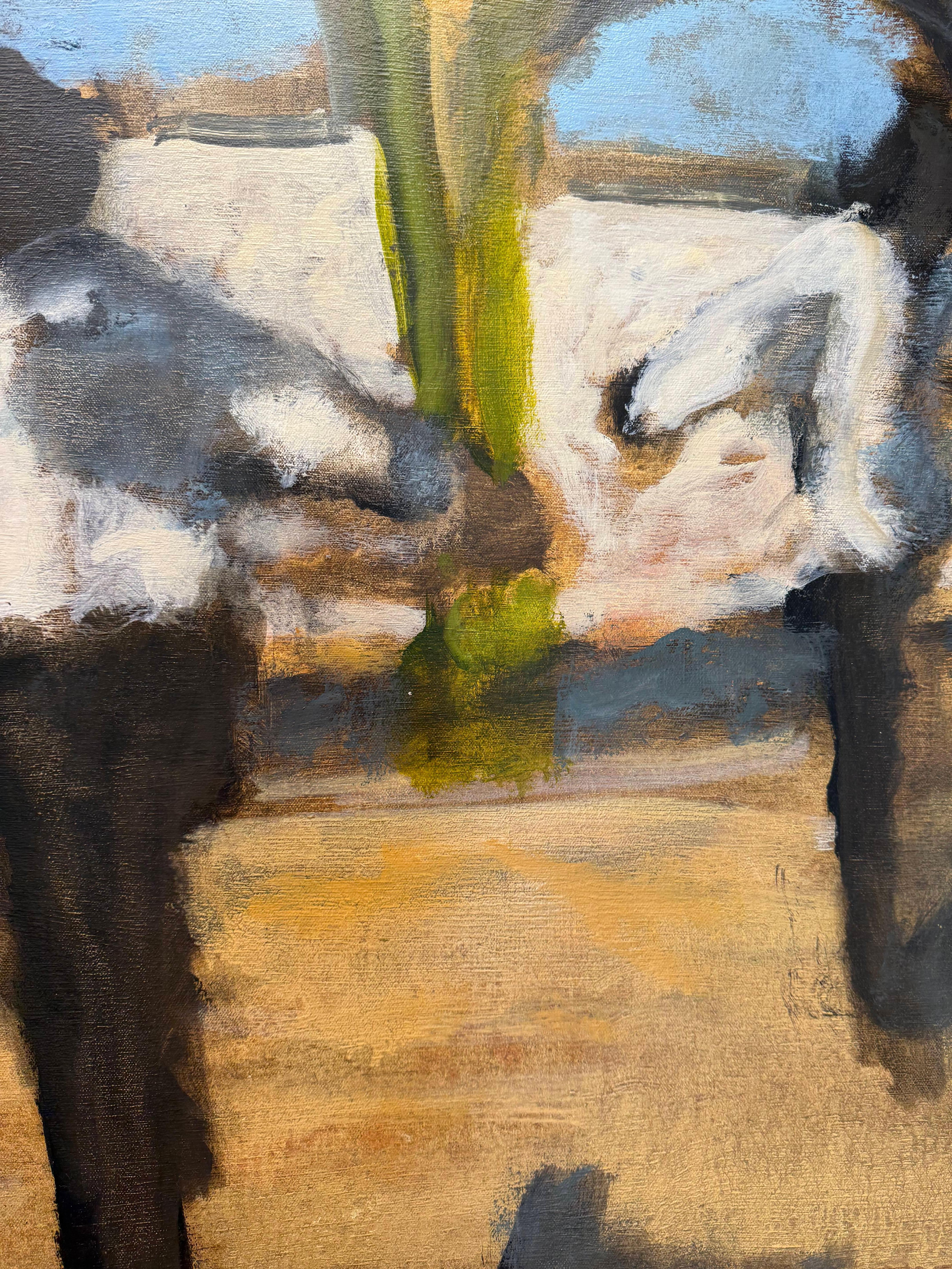 Midday Reel - Jumping Figures Golden Yellow Archways Landscape, 2025 For Sale 4